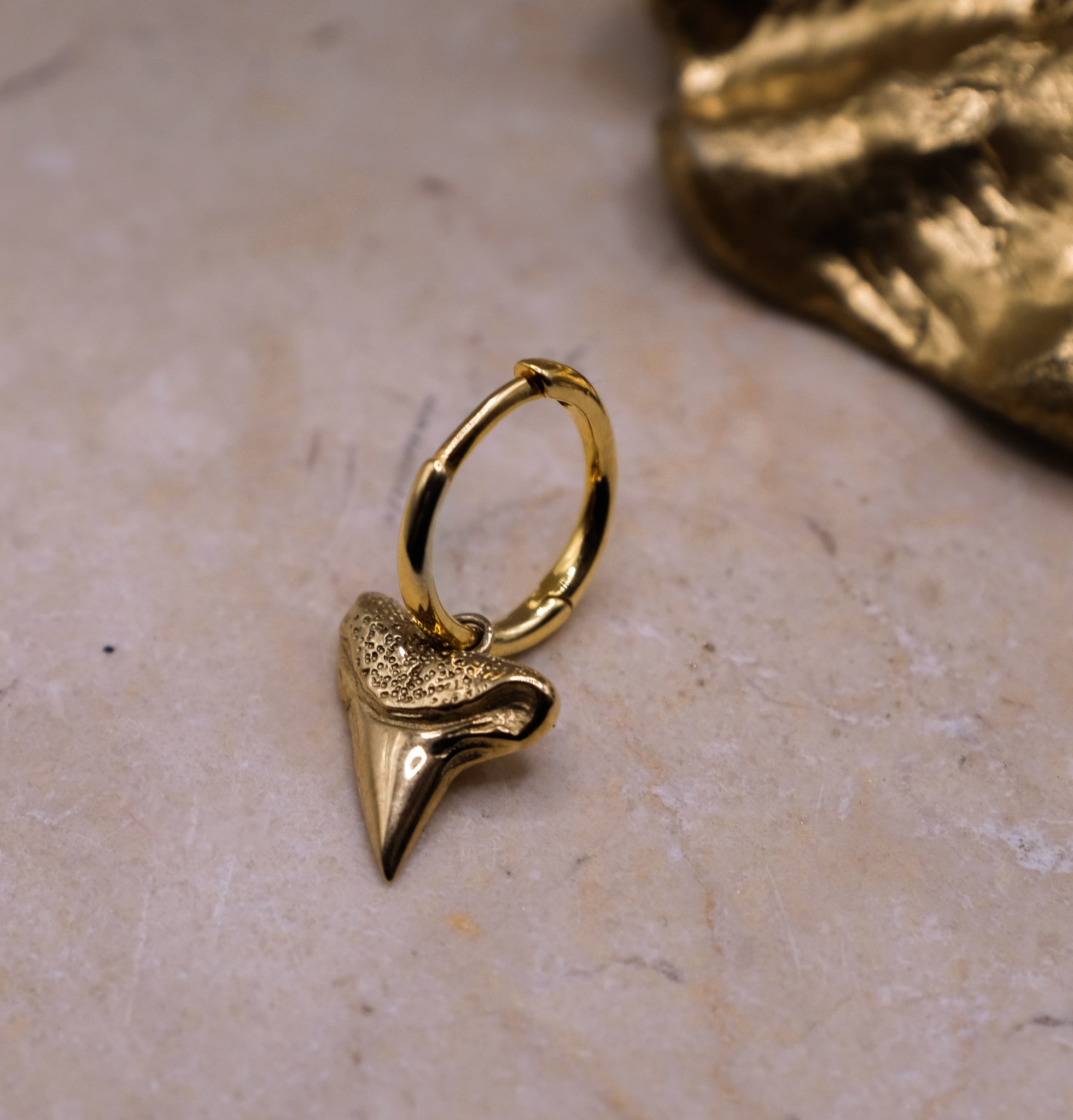 Shark Tooth Earring - Solid Gold - Aaria London