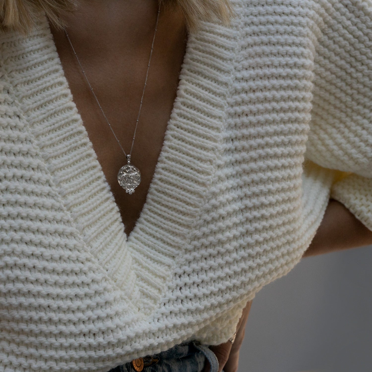 Clio Lion Necklace - Silver - Aaria London