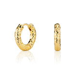 Bali Hammered Hoop Earring - Gold - Aaria London
