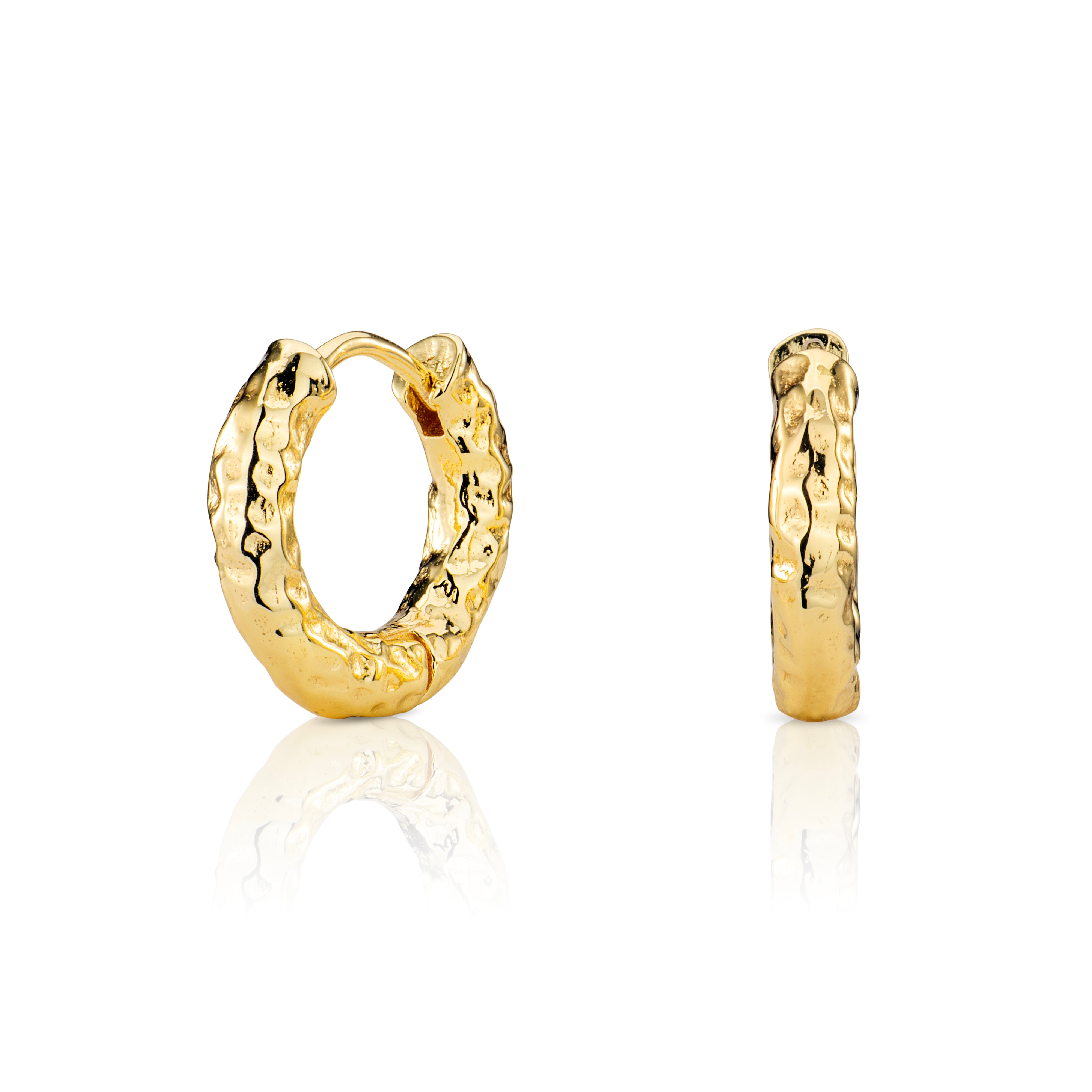 Bali Hammered Hoop Earring - Gold - Aaria London