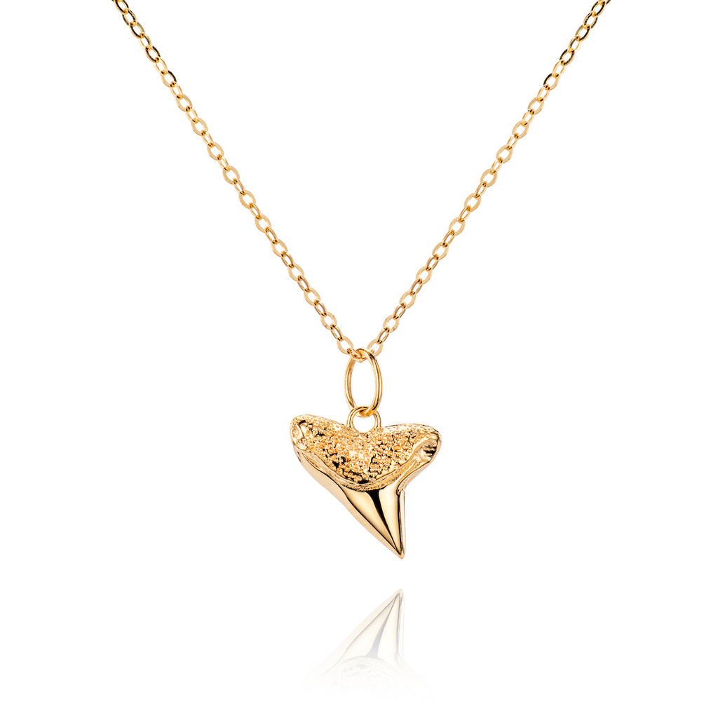 Mens gold shark tooth necklace hotsell