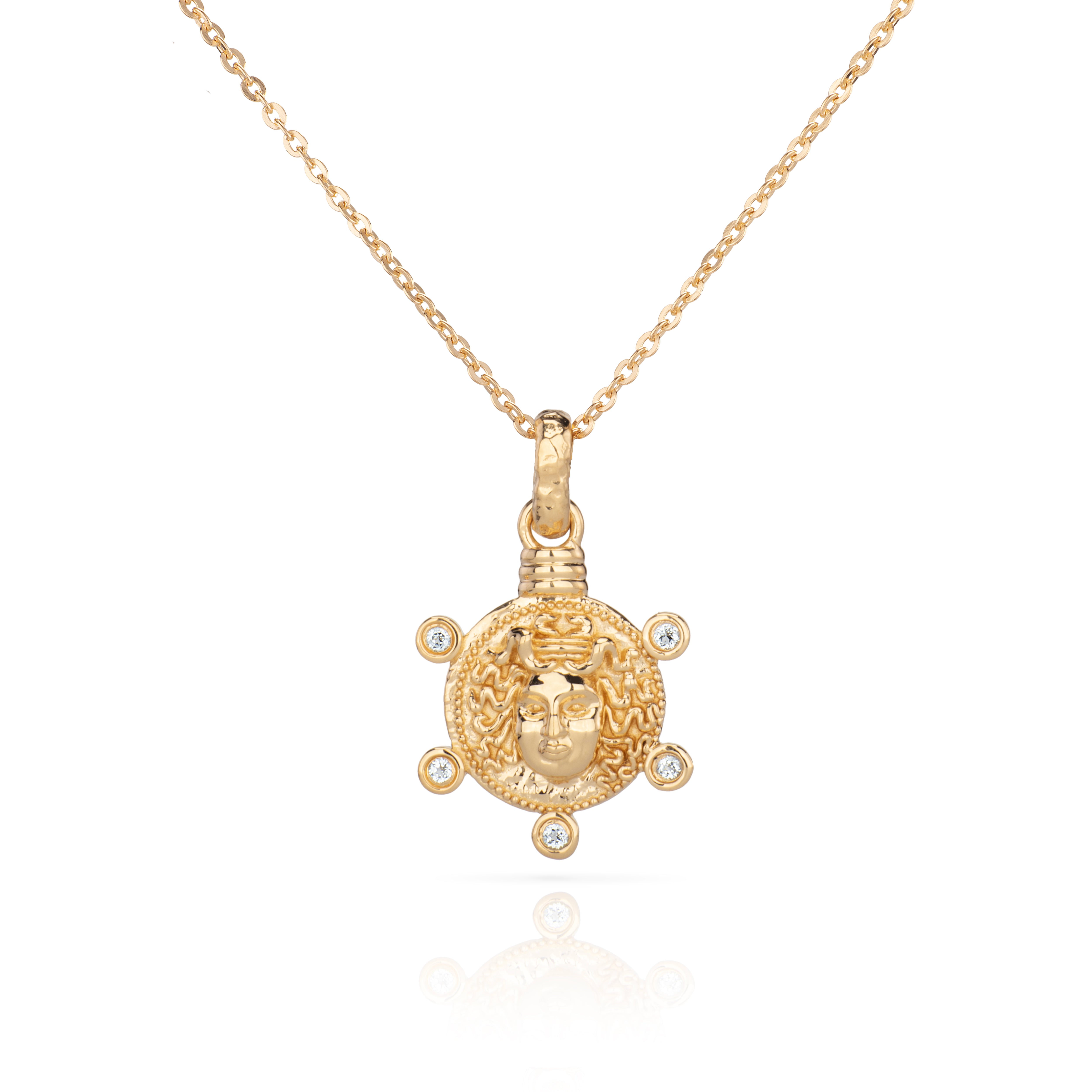 Medusa Medallion Coin Necklace - Gold - Aaria London