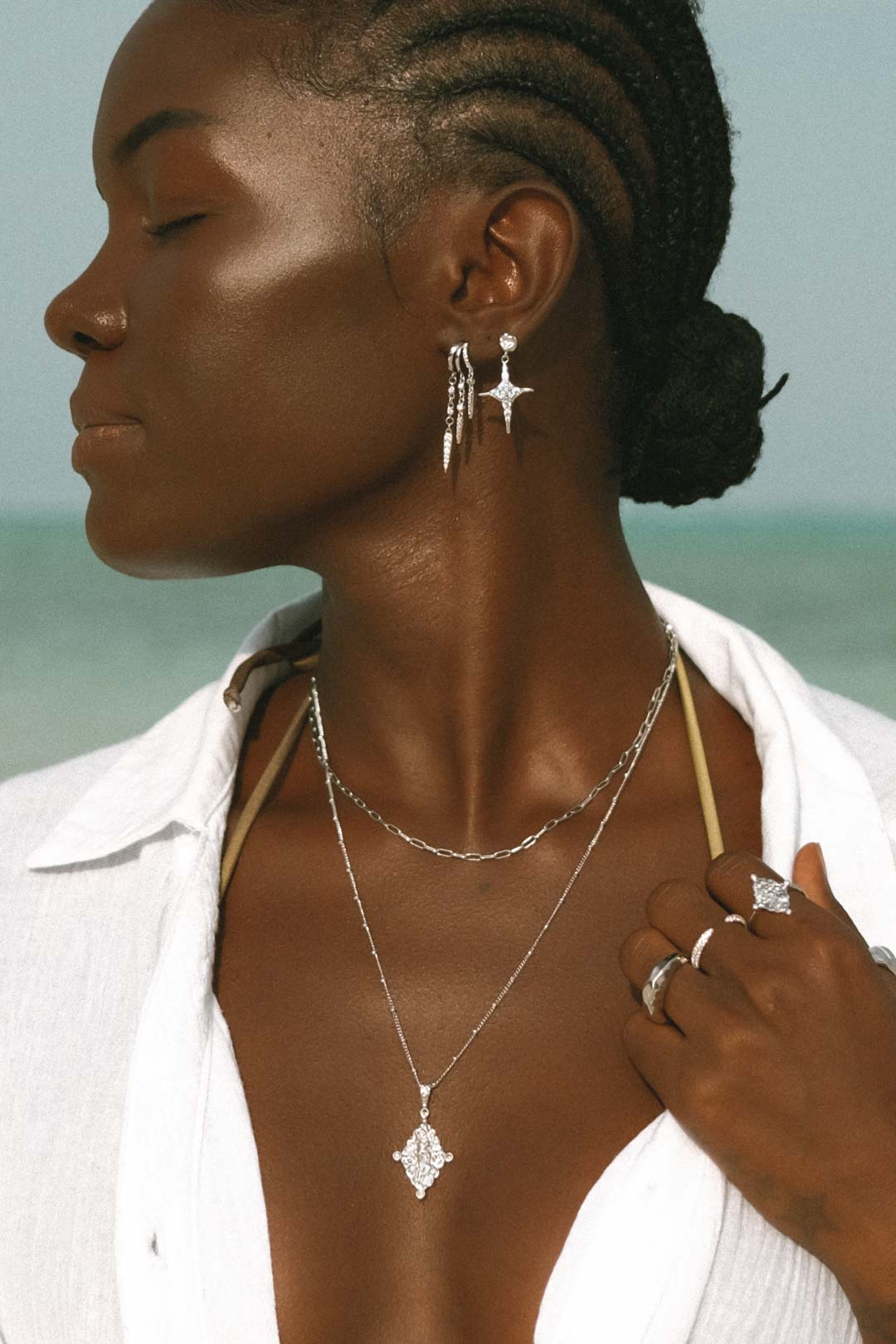 Goddess Selena Necklace - Silver - Aaria London