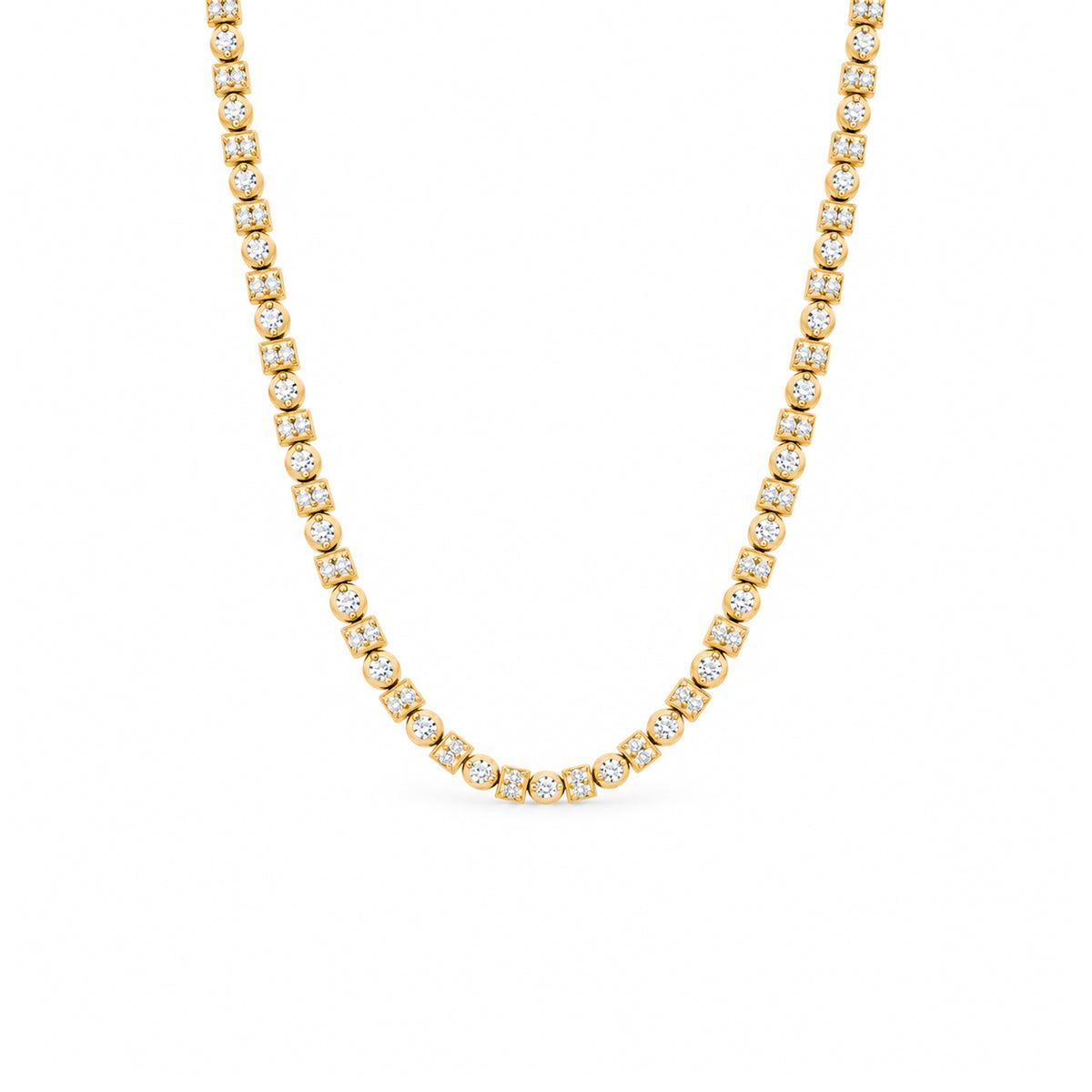 Amalfi Solid Gold / Diamond Tennis Necklace