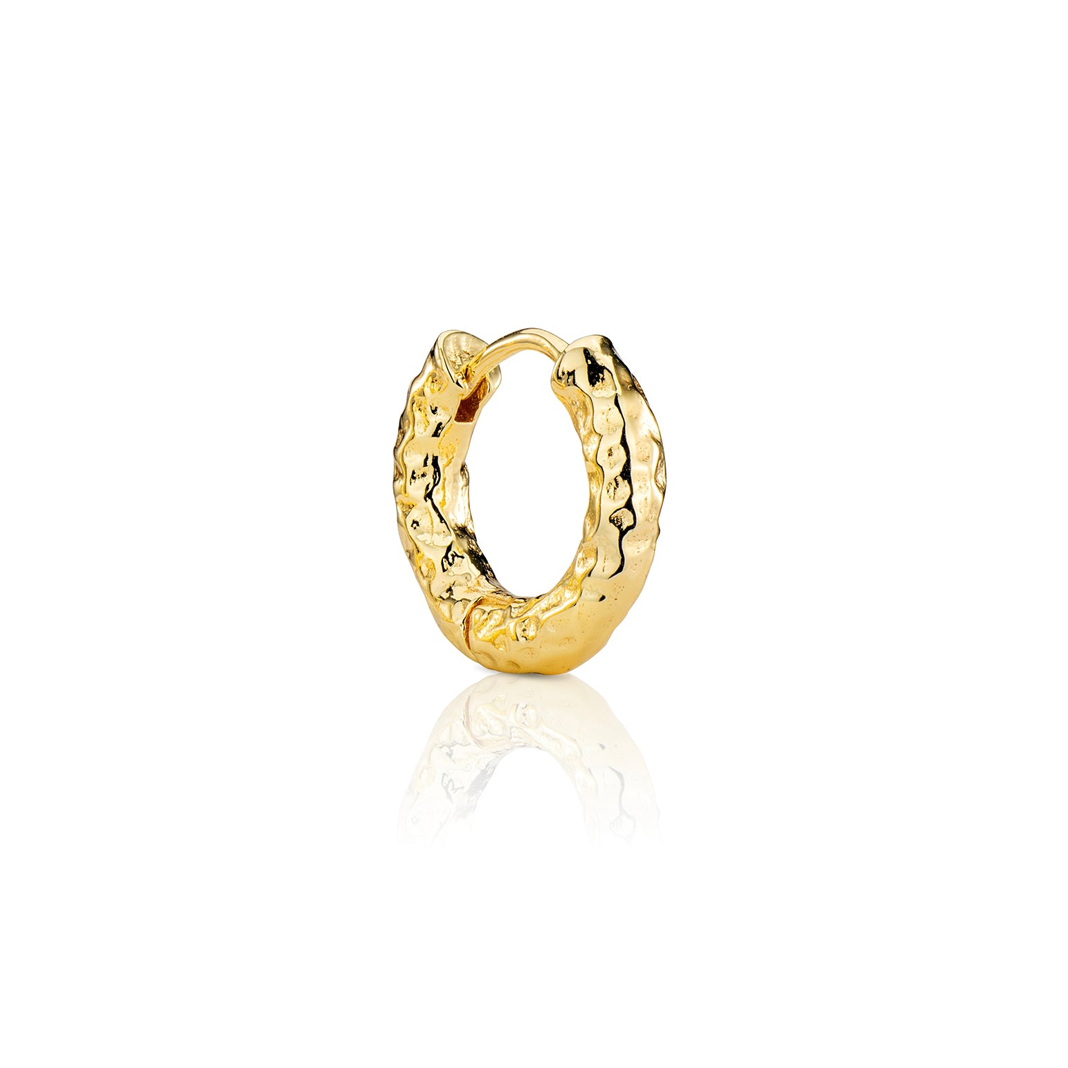 Bali Hammered Hoop Earring - Gold - Aaria London