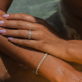 Halo Diamond Full Eternity Slim Band Ring - Solid Gold