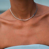 Sapphire Cascade Diamond Tennis Necklace - Solid Gold
