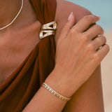 Mini Honeycomb Black Diamond Tennis Bracelet - Solid Gold (VB0080)