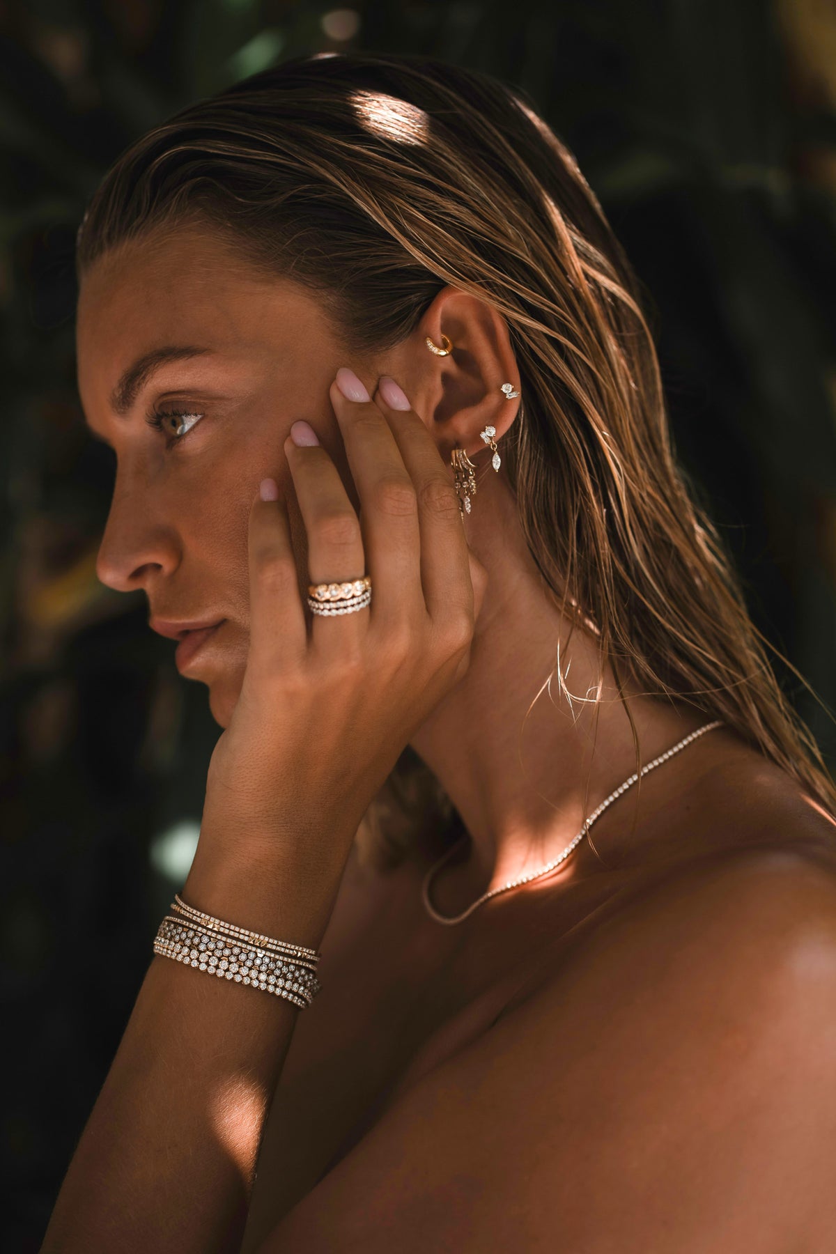 Honeycomb Diamond Tennis Bracelet - Solid Gold