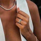 Halo Diamond Half Eternity Chunky Band Ring - Solid Gold