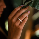 Halo Diamond Half Eternity Chunky Band Ring - Solid Gold