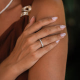 Halo Diamond Half Eternity Chunky Band Ring - Solid Gold