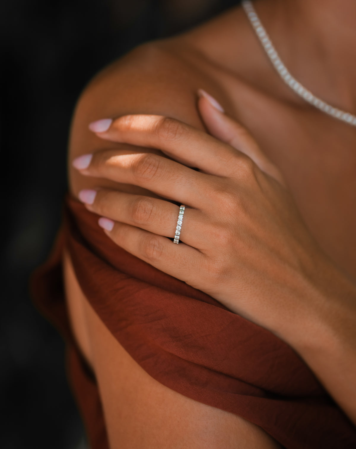 Domino Diamond Half Eternity Chunky Band Ring Solid