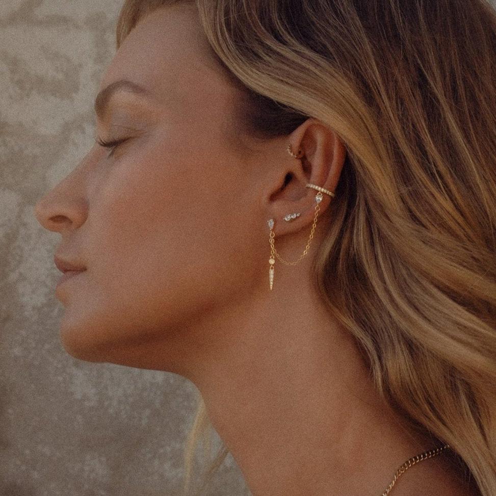 Rio Spike and Cuff Earring - Gold - Aaria London
