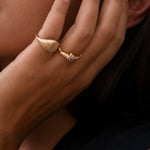 Uma Textured Diamond Signet Ring - Silver - Aaria London