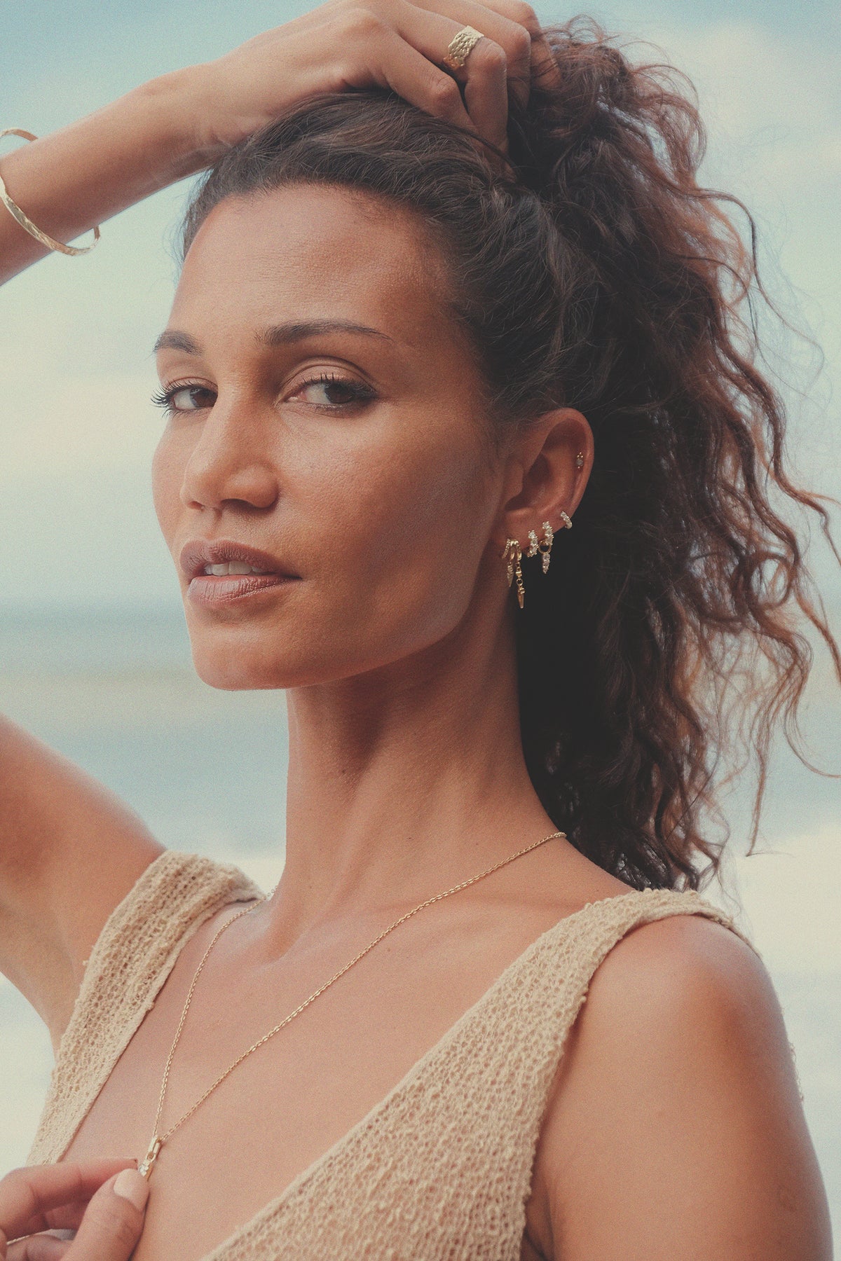 Maya Spike and Skye Hoop Earring - Silver - Aaria London