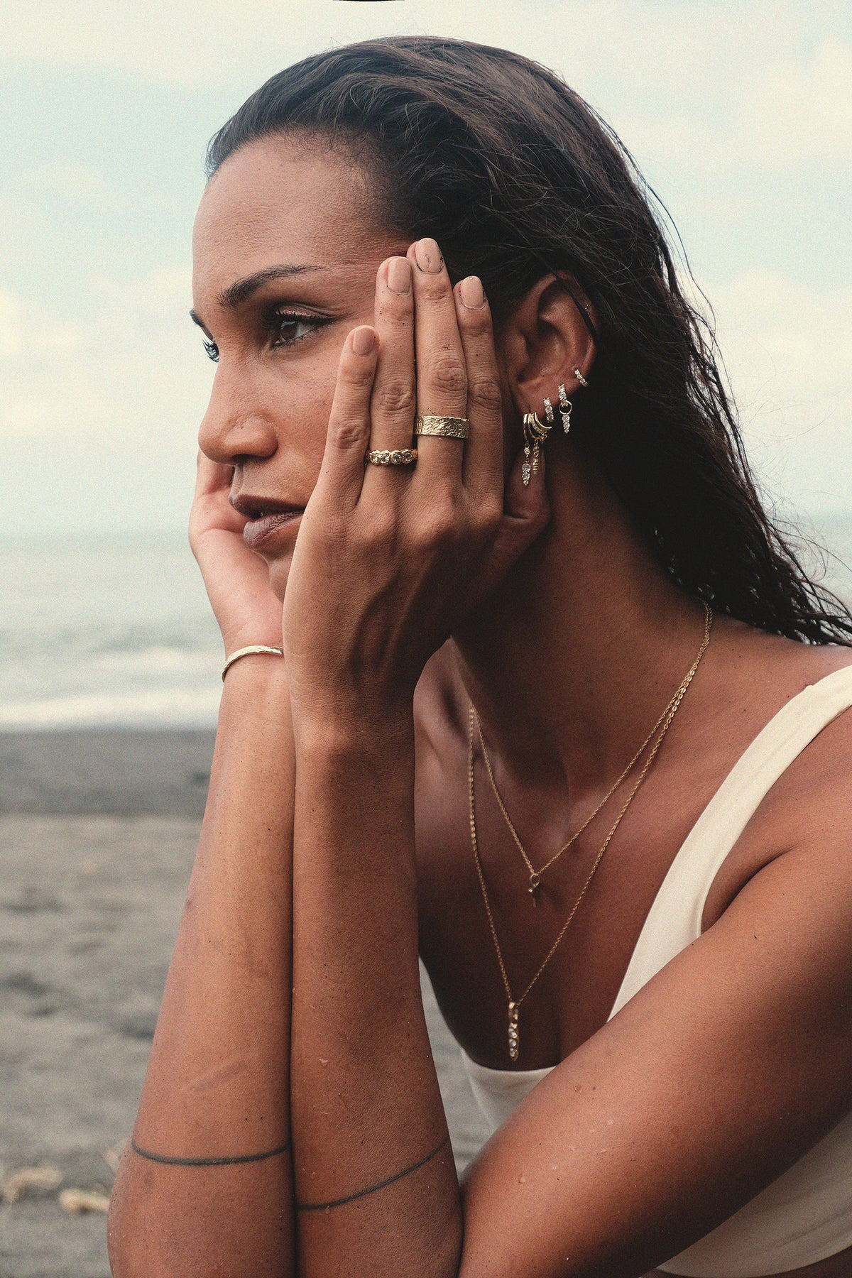Maya Spike and Skye Hoop Earring - Silver - Aaria London