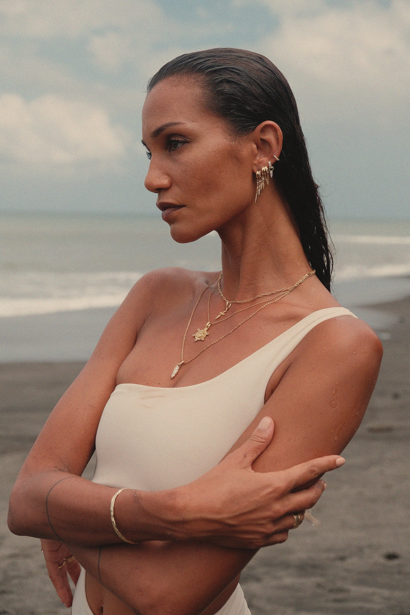 Naxos Cross Necklace - Gold - Aaria London