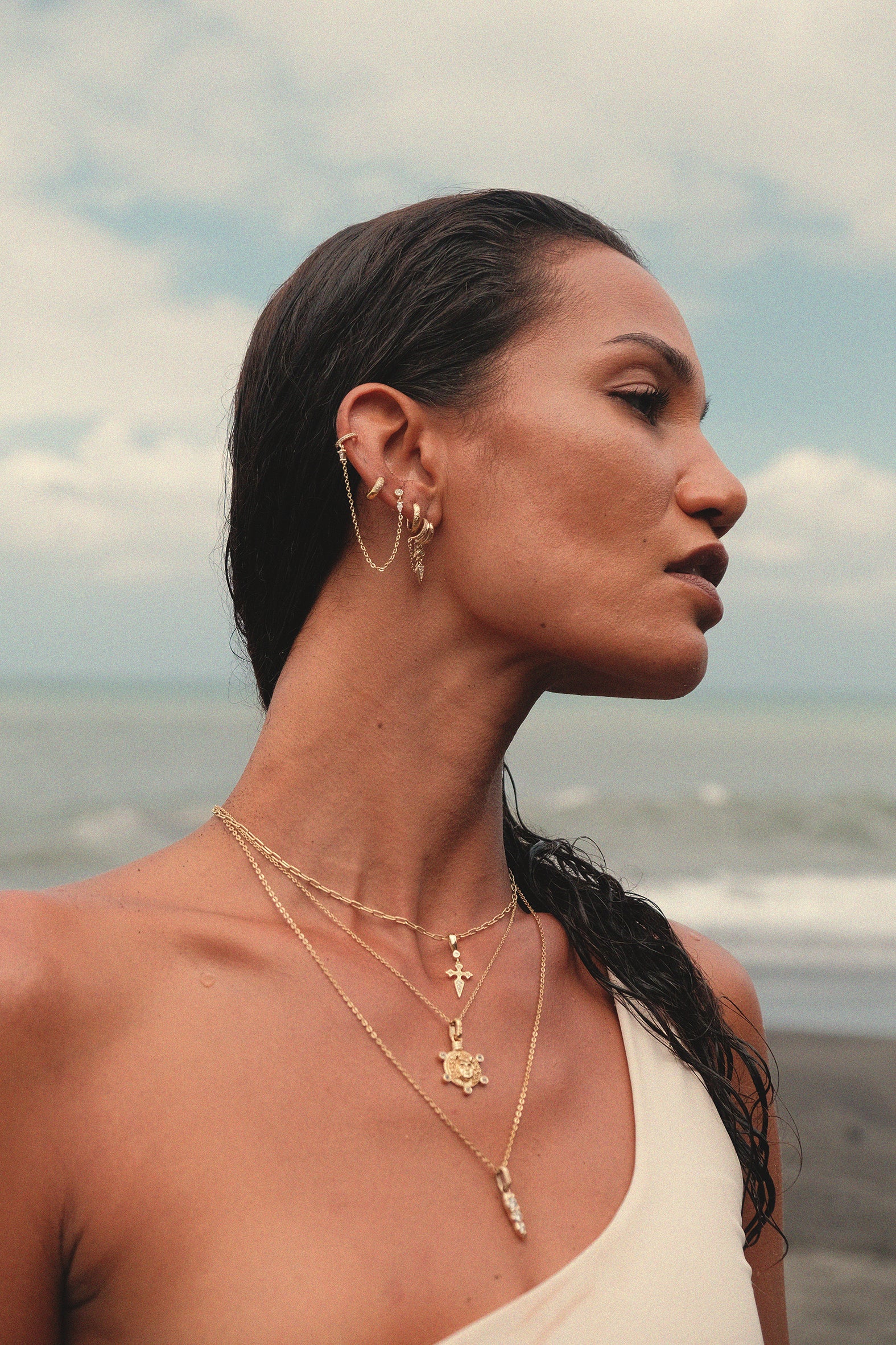 Medusa Medallion Coin Necklace - Gold - Aaria London