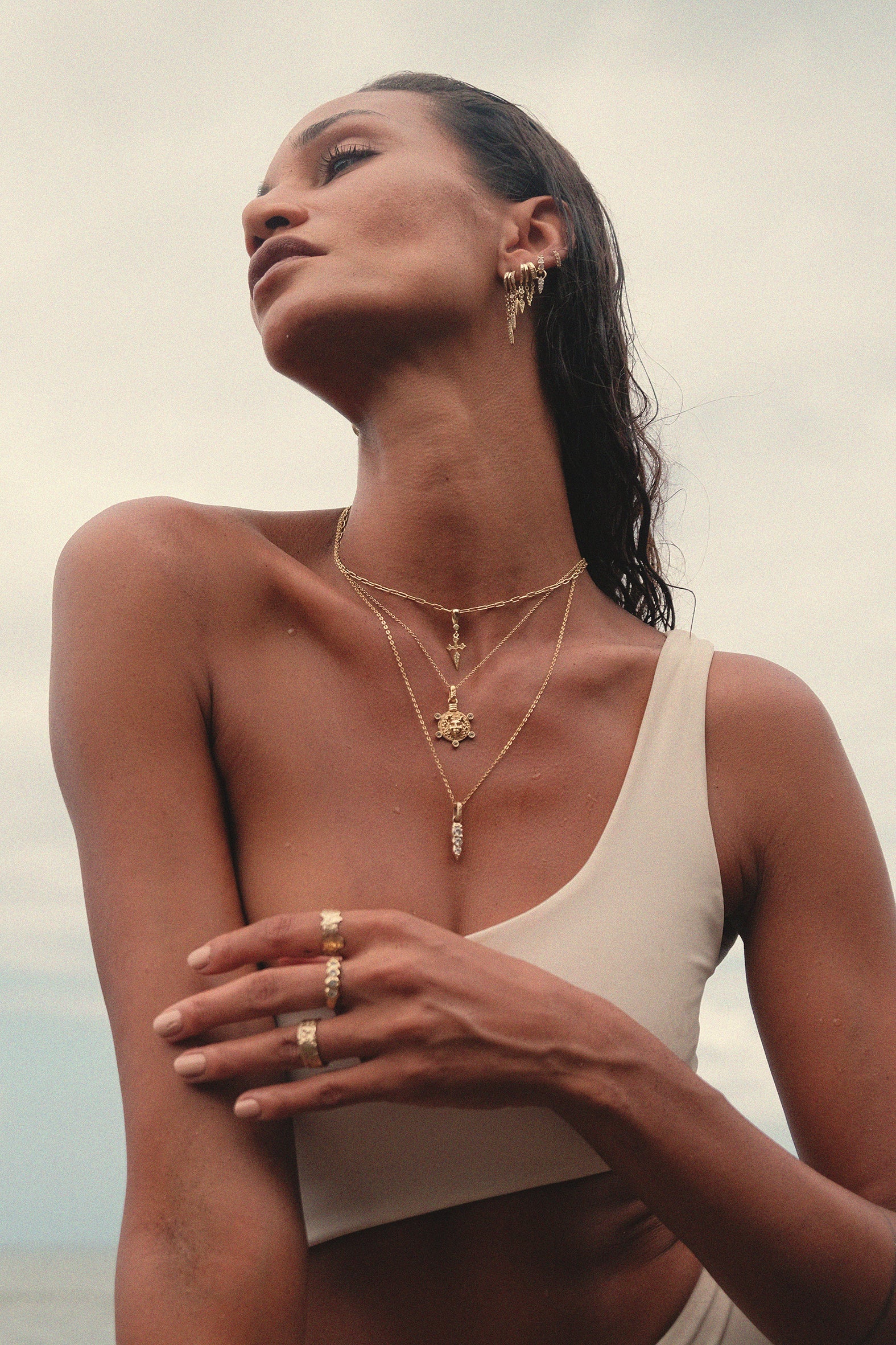 Iris Molten Spike Necklace - Gold - Aaria London