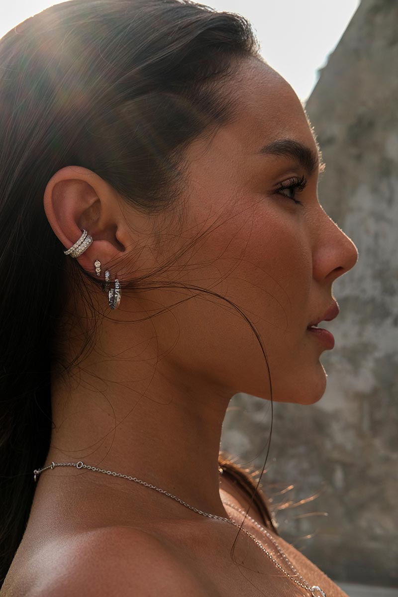 Artemis Hammered Hoop Earring - Silver - Aaria London
