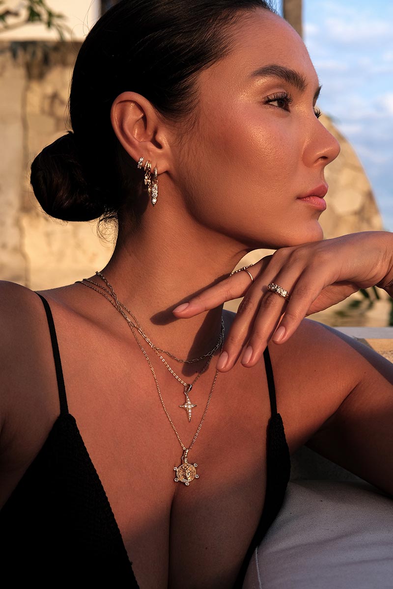 Iris Molten Spike Charm Earring - Gold - Aaria London