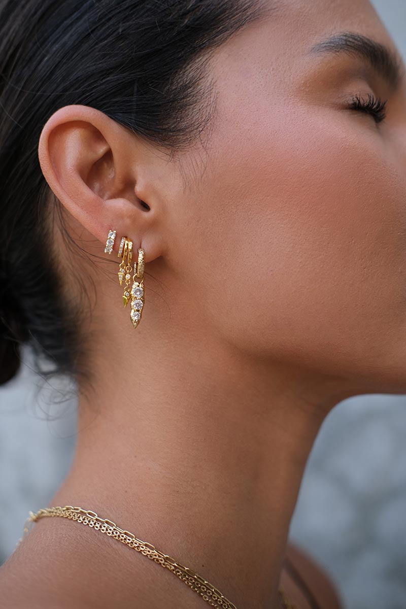 Iris Molten Spike Charm Earring - Silver - Aaria London