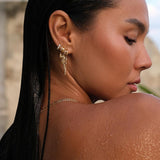 Skye Crystal Studded Hoop - Gold - Aaria London