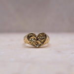 Heart Signet Ring - Gold - Aaria London