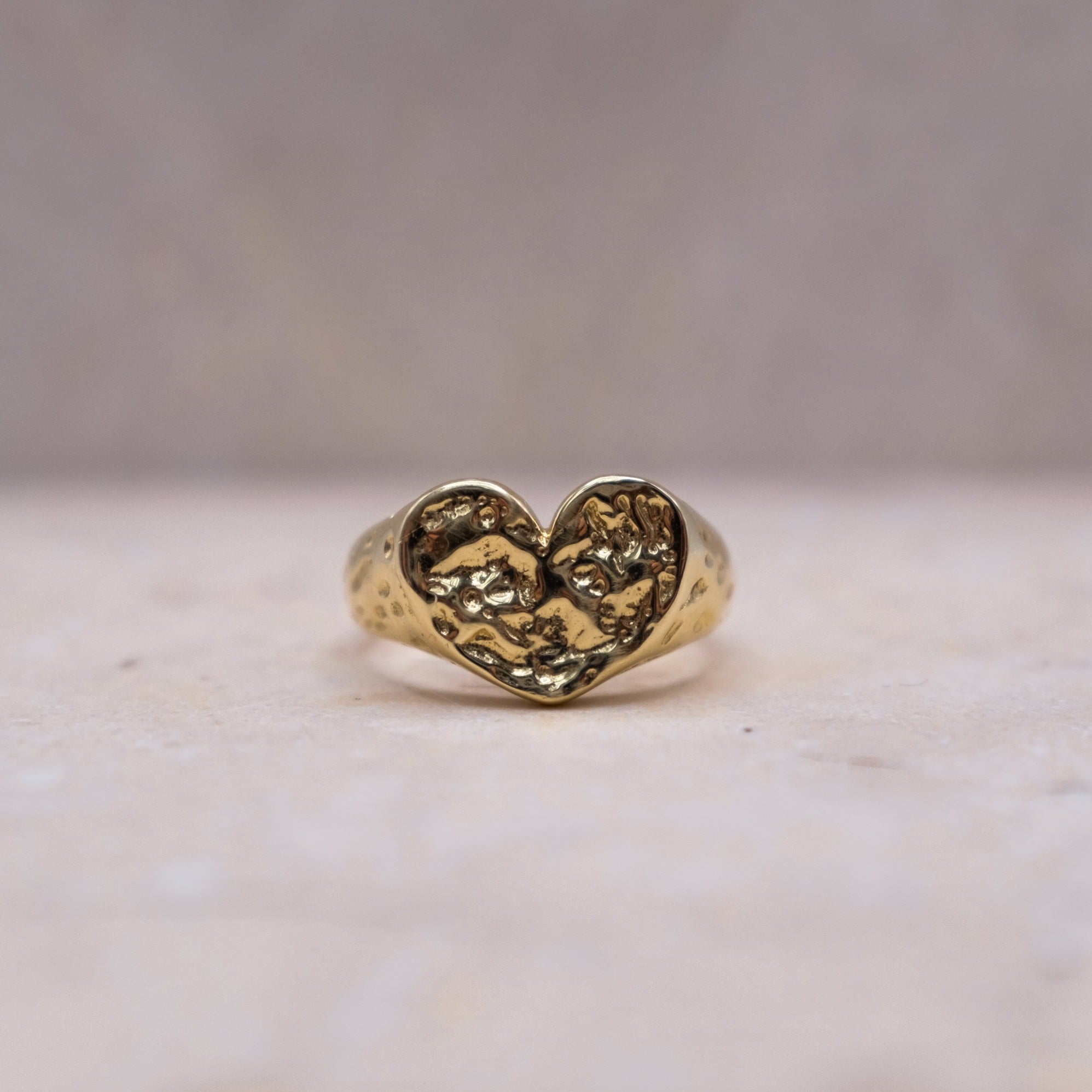 Heart Signet Ring - Gold - Aaria London