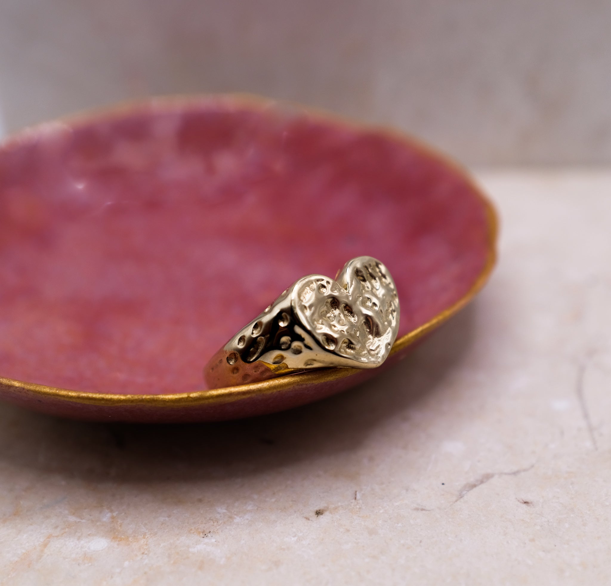 Heart Signet Ring - Gold - Aaria London