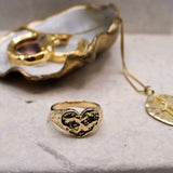 Heart Signet Ring - Gold - Aaria London
