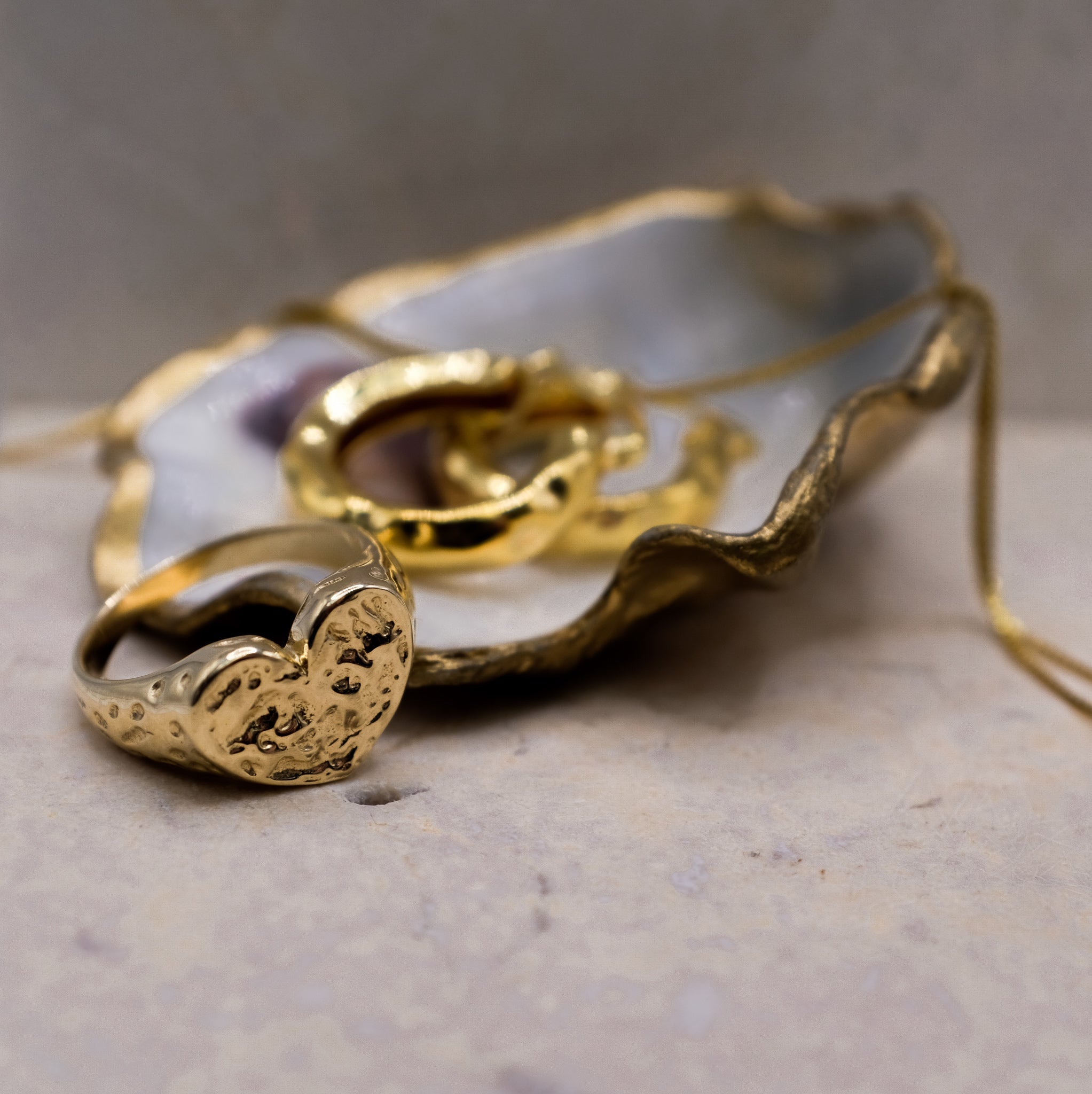 Heart Signet Ring - Gold - Aaria London