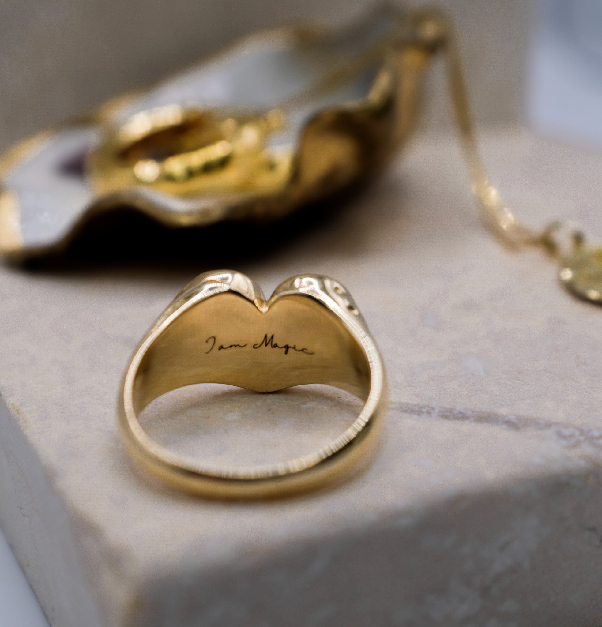 Heart Signet Ring - Gold - Aaria London