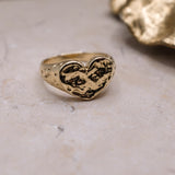 Heart Signet Ring - Gold - Aaria London