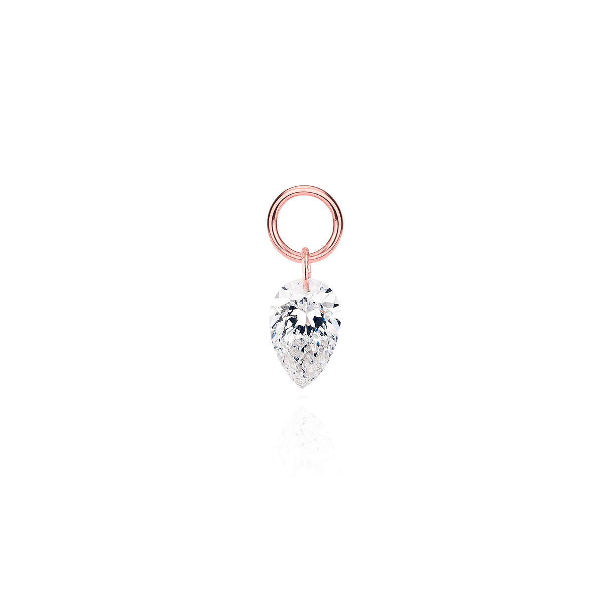 Diamond Drop Earring Charm - 14k Solid Gold and Lab Diamonds