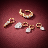 Diamond Drop Earring Charm - 14k Solid Gold and Lab Diamonds