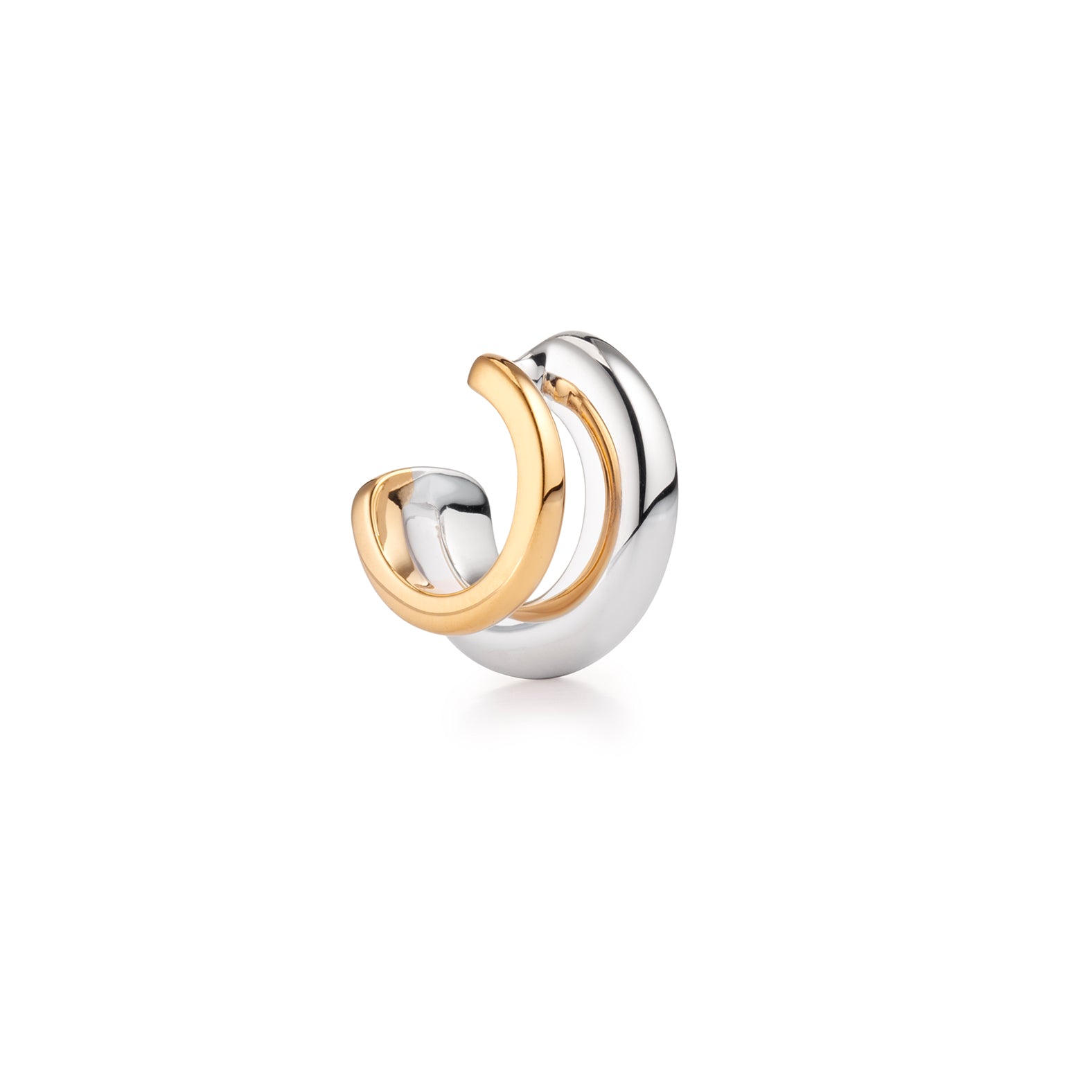 Two-tone gold and silver ear cuff earring.