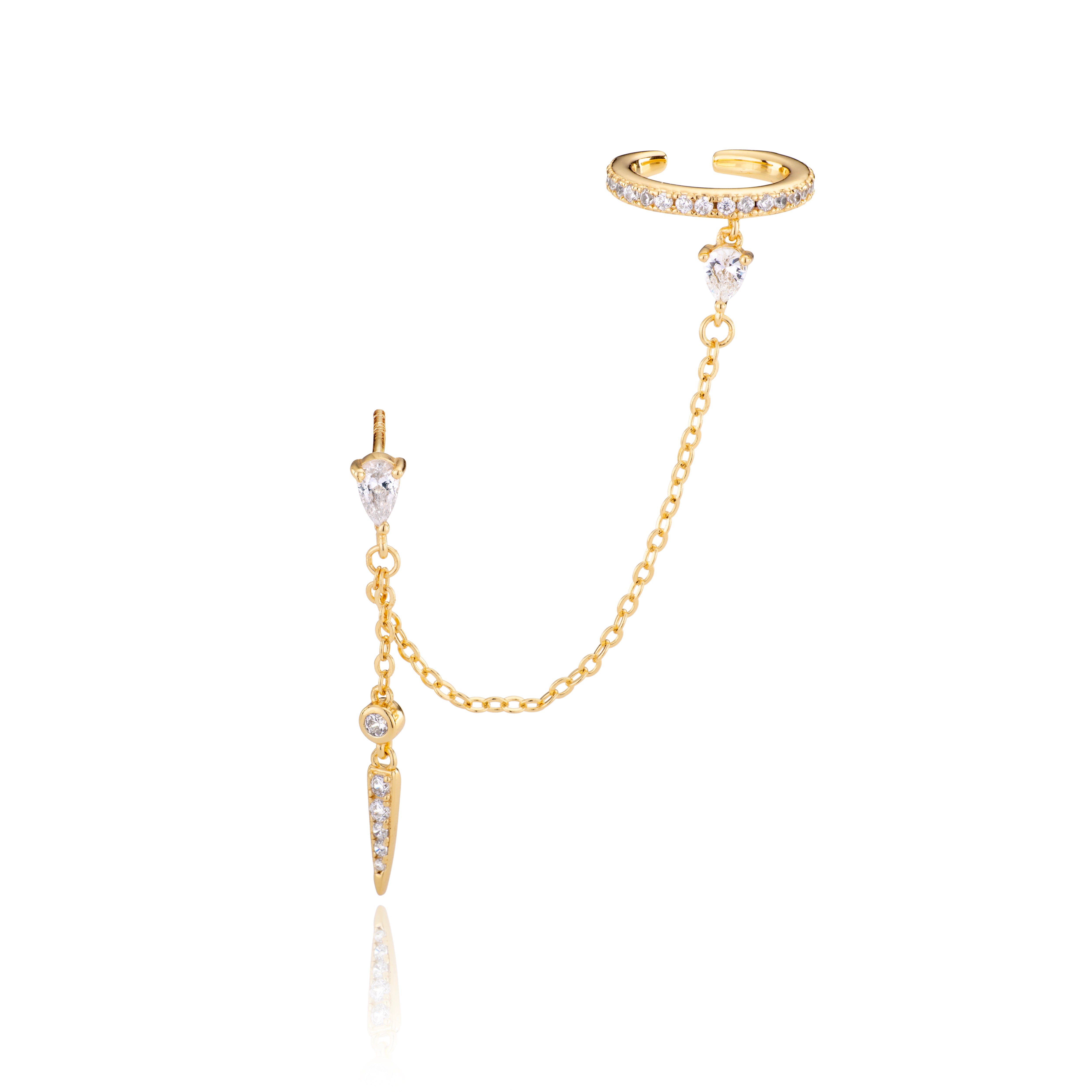 Rio Spike and Cuff Earring - Gold - Aaria London
