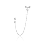 Silver chain earring with delicate design.