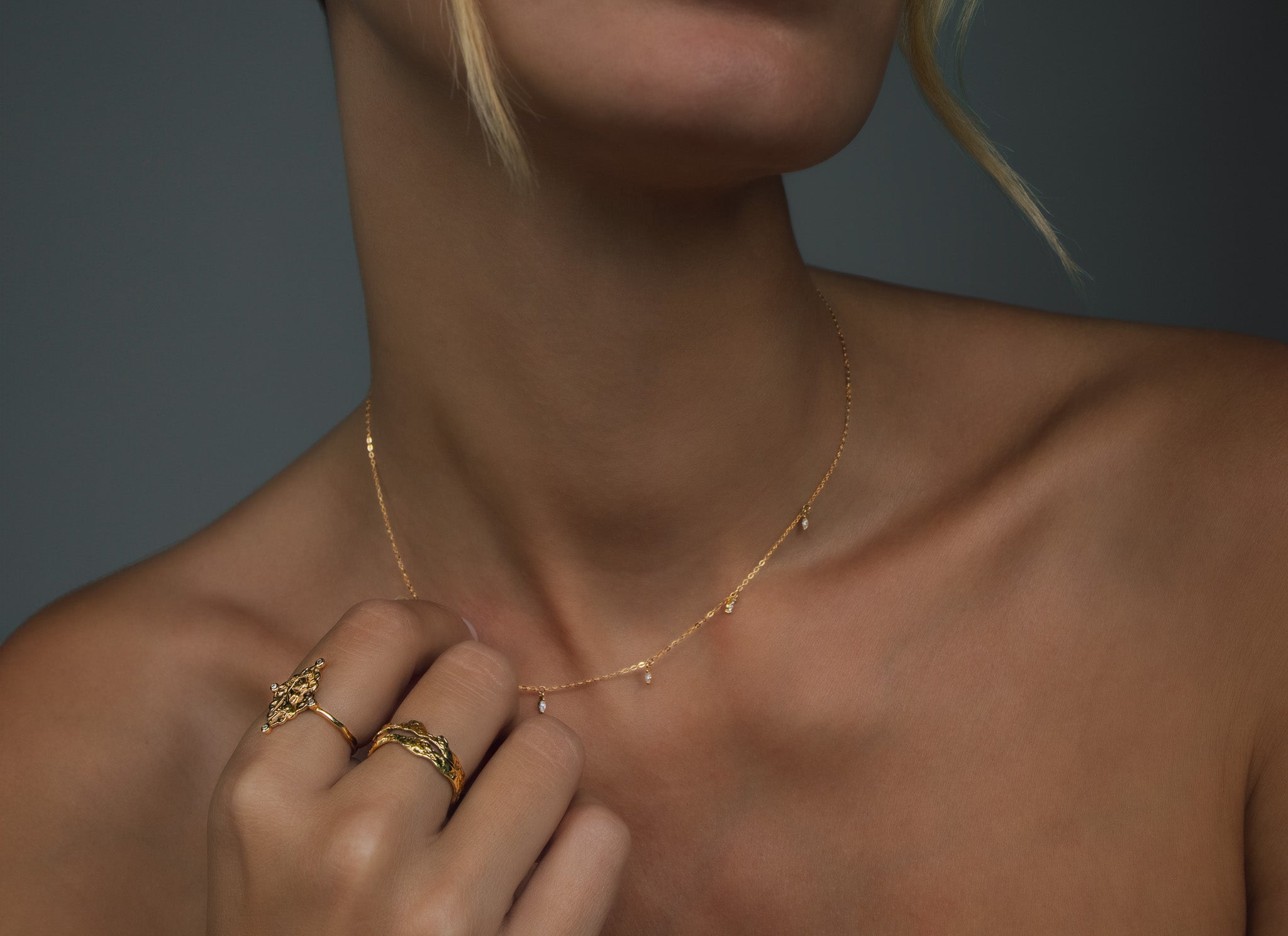 Tilcara Drops Necklace - Solid Gold - Aaria London