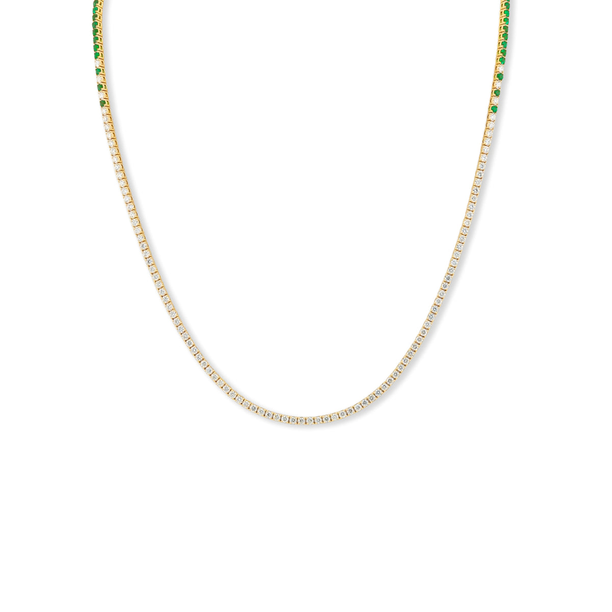 Emerald Eclipse Diamond Tennis Necklace Solid