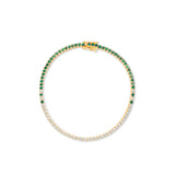 Emerald Eclipse Diamond Tennis Bracelet - Solid Gold