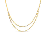 Double Layered Diamond Tennis Necklace - Solid Gold
