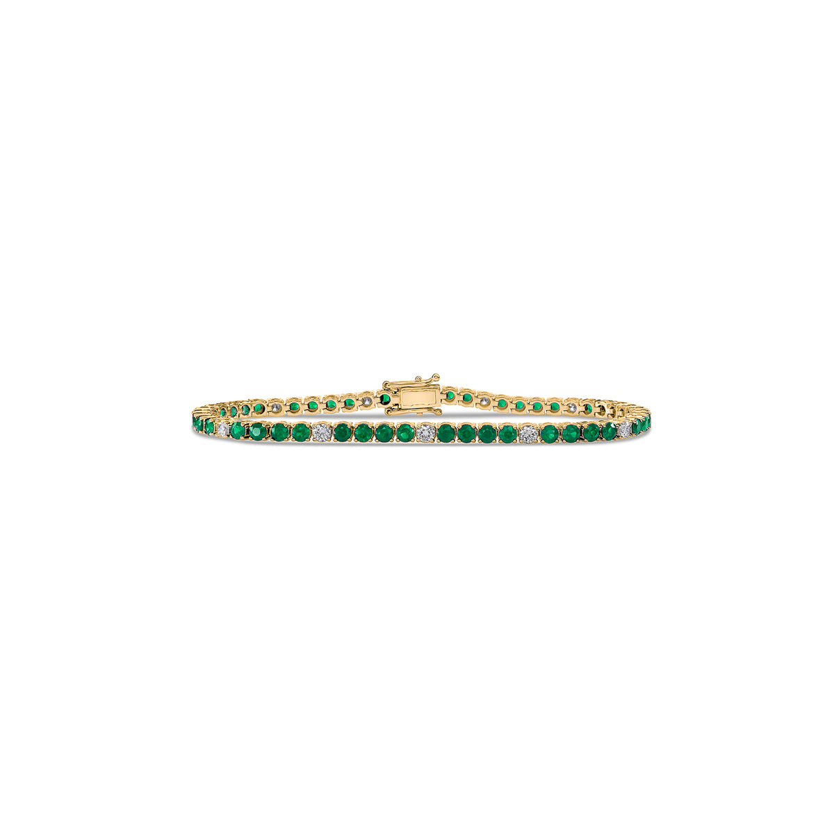 Bold Dotted Emerald Diamond Tennis Bracelet Solid