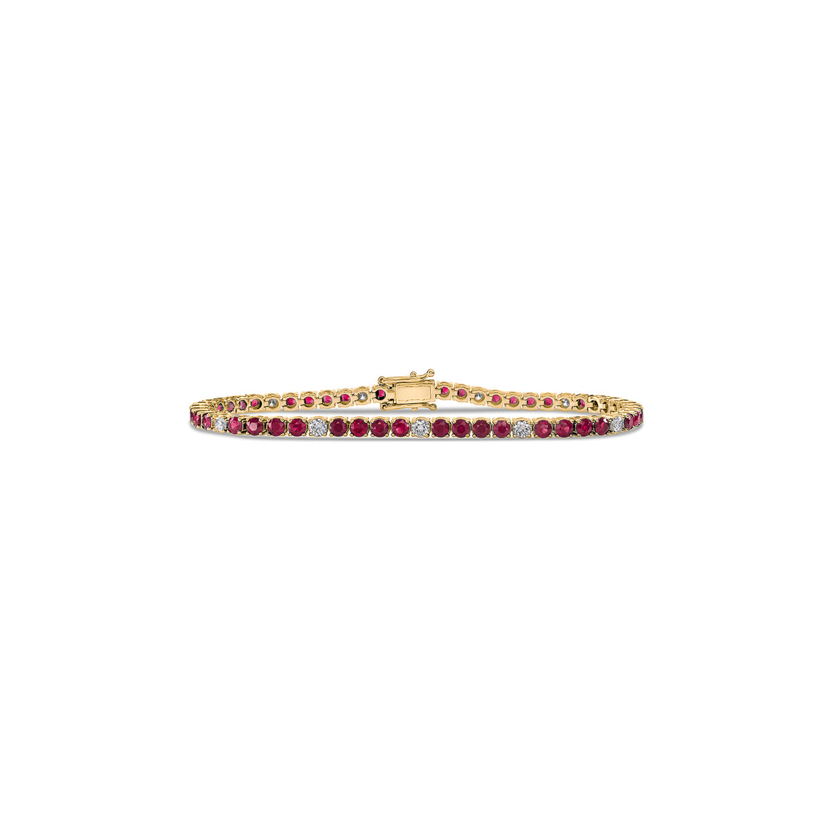 Bold Dotted Ruby Diamond Tennis Bracelet Solid