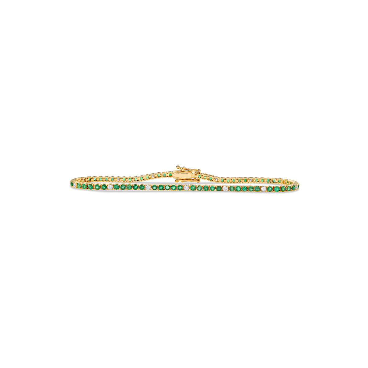 Mini Dotted Emerald Diamond Tennis Bracelet Solid