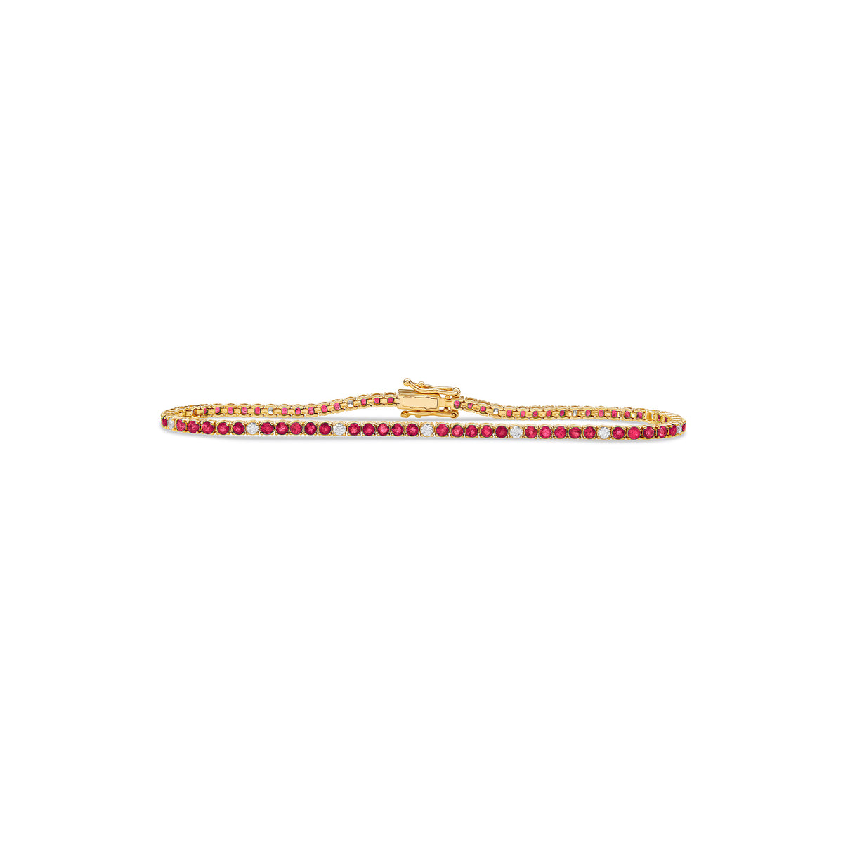 Mini Dotted Ruby Diamond Tennis Bracelet Solid