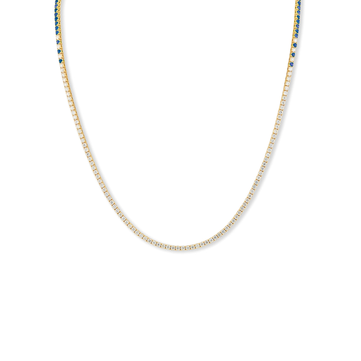 Sapphire Eclipse Diamond Tennis Necklace in Solid Gold