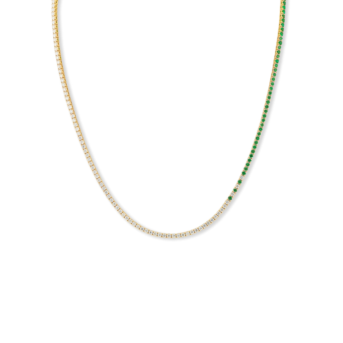 Emerald Cascade Diamond Tennis Necklace Solid